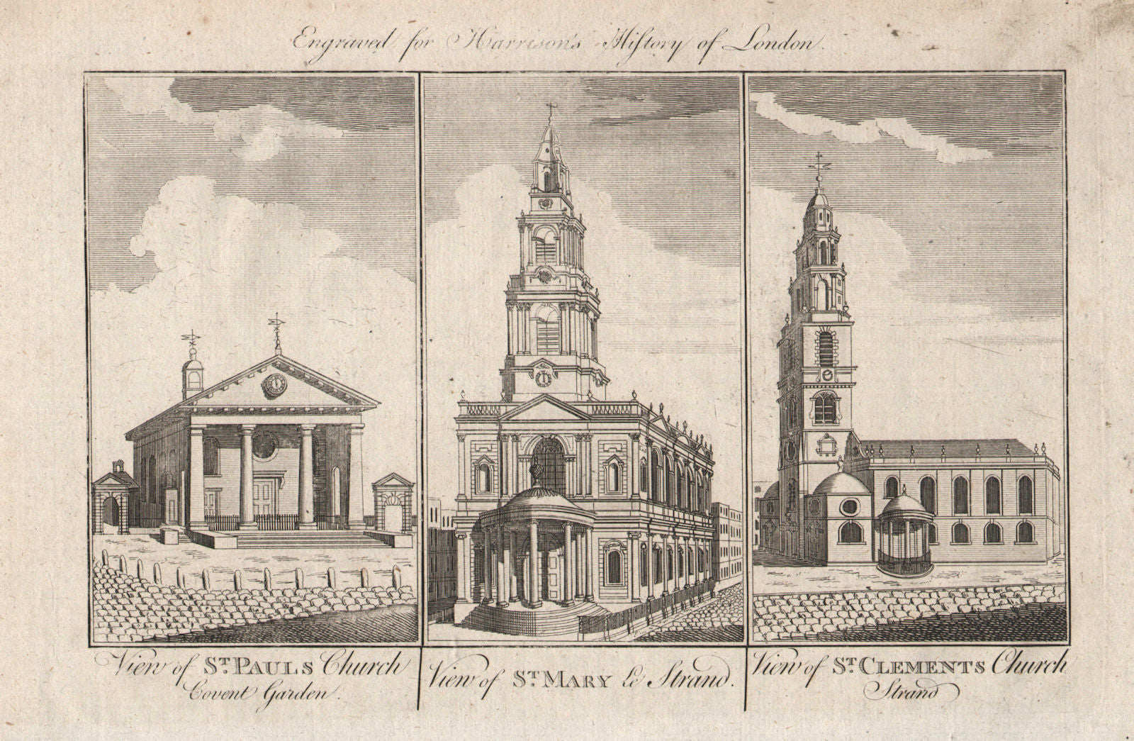 LONDON CHURCHES St Paul's Covent Garden St Mary-le-Strand St Clement Danes 1776